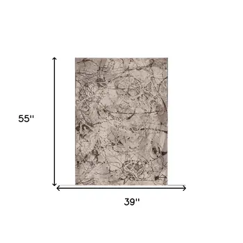 3' X 5' Gray and Ivory Abstract Area Rug