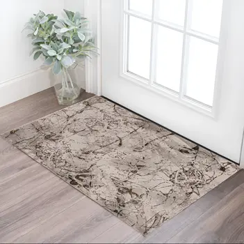 3' X 5' Gray and Ivory Abstract Area Rug