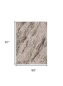 5' X 8' Ivory And Gray Abstract Area Rug