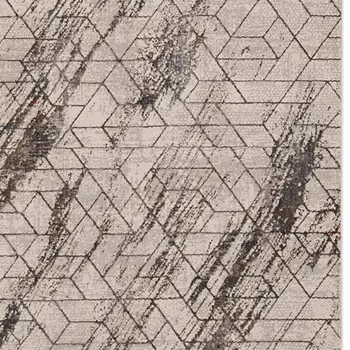 7' X 10' Ivory And Brown Geometric Area Rug