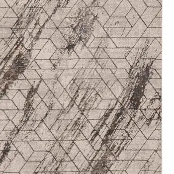 8' X 11' Ivory And Brown Geometric Area Rug