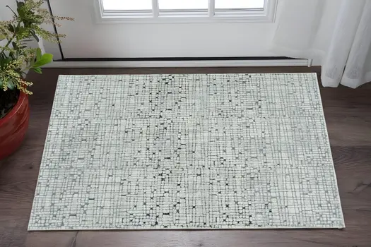 3' X 5' Grey Mosaic Area Rug