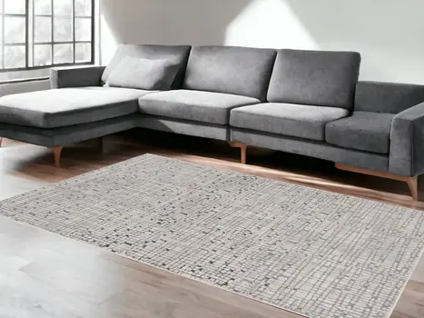 5' X 8' Gray And Black Mosaic Distressed Area Rug