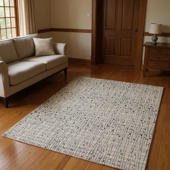 7' X 10' Gray And Black Abstract Area Rug