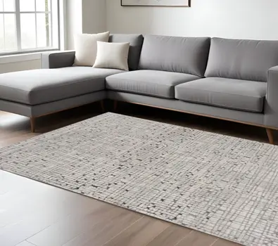 7' X 10' Gray And Black Abstract Area Rug