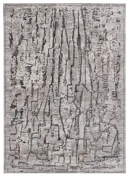 6' X 9' Gray And Black Abstract Distressed Area Rug