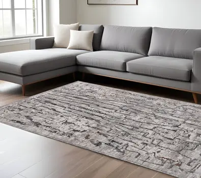 10' X 13' Gray And Black Abstract Area Rug