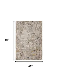 4' X 6' Silver Black And Orange Abstract Distressed Area Rug