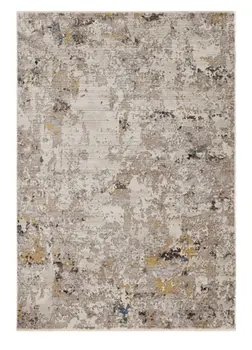 4' X 6' Silver Black And Orange Abstract Distressed Area Rug
