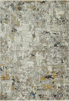 5' X 8' Silver Black And Orange Abstract Distressed Area Rug