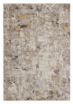 5' X 8' Silver Black And Orange Abstract Distressed Area Rug