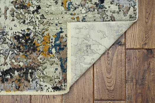 8' X 11' Beige Tan And Gold Abstract Area Rug