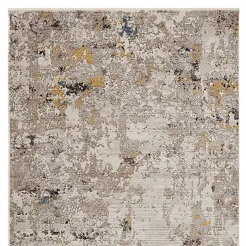 8' X 11' Beige Tan And Gold Abstract Area Rug