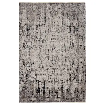 4' X 6' Ivory And Gray Abstract Distressed Area Rug