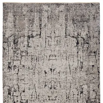 4' X 6' Ivory And Gray Abstract Distressed Area Rug
