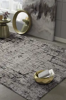 5' X 8' Ivory And Gray Abstract Distressed Area Rug
