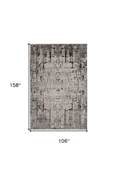 9' X 13' Gray and Ivory Abstract Area Rug