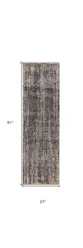 2' X 8' Grey Medallion Runner Rug