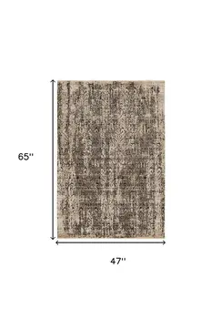 4' X 6' Gray And Tan Abstract Distressed Area Rug