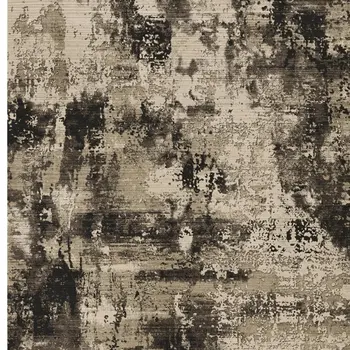 4' X 5' Ivory And Charcoal Abstract Distressed Area Rug