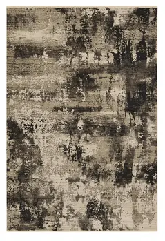 5' X 8' Ivory And Charcoal Abstract Distressed Area Rug