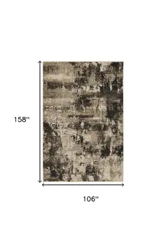 9' X 13' Charcoal Beige And Taupe Abstract Area Rug
