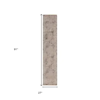 2' X 8' Natural Geometric Bars Runner Rug