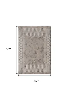 4' X 6' Beige And Ivory Abstract Area Rug