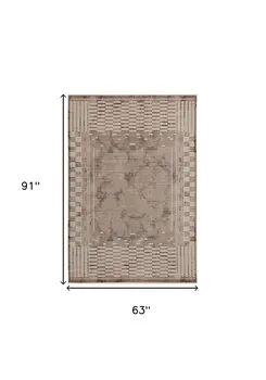 5' X 8' Beige And Brown Abstract Area Rug