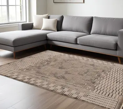 8' X 11' Taupe And Tan Abstract Area Rug
