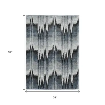 3' X 5' Blue Ivory Machine Woven Abstract Pulse Area Rug