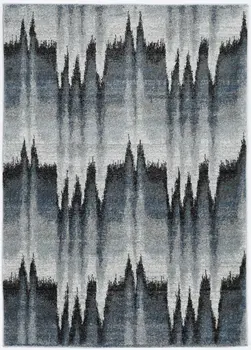 5' X 8' Blue And Ivory Geometric Area Rug