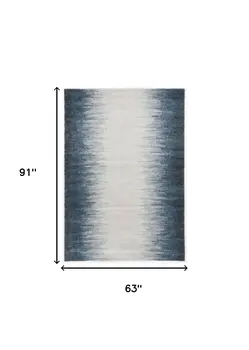 5' X 8' Ivory And Blue Ombre Area Rug