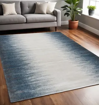 5' X 8' Ivory And Blue Ombre Area Rug