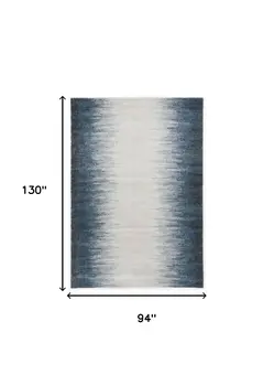 8' X 11' Ivory and Blue Ombre Area Rug