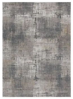 7' X 10' Ivory Navy and Gray Abstract Area Rug
