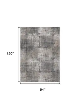 8' X 11' Ivory Navy and Gray Abstract Area Rug