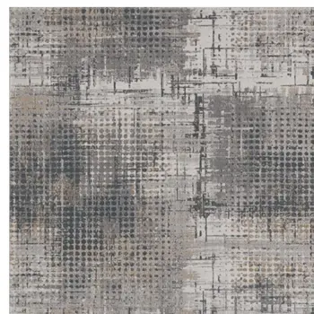 8' X 11' Ivory Navy and Gray Abstract Area Rug