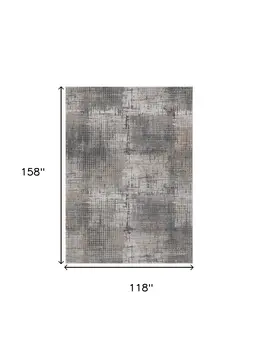 10' X 13' Ivory Navy and Gray Abstract Area Rug