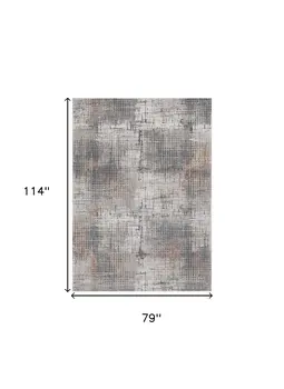 7' X 10' Ivory Gray and Gold Abstract Area Rug