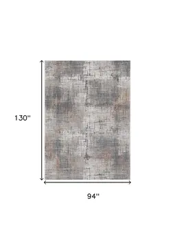 8' X 11' Ivory Gray and Gold Abstract Area Rug