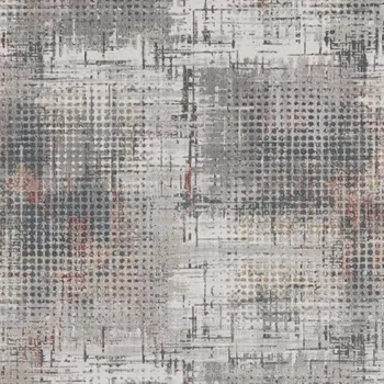 8' X 11' Ivory Gray and Gold Abstract Area Rug