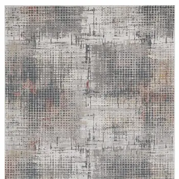 8' X 11' Ivory Gray And Gold Abstract Area Rug