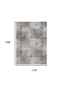 10' X 13' Ivory Gray and Gold Abstract Area Rug