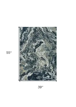 3' X 5' Gray Abstract Area Rug