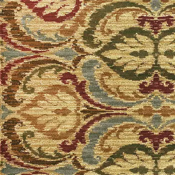 5' X 8' Gold Green and Red Floral Area Rug