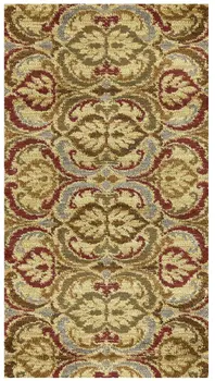 5' X 8' Gold Green and Red Floral Area Rug