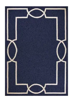 5' X 7' Blue And Ivory Handmade Indoor Outdoor Area Rug