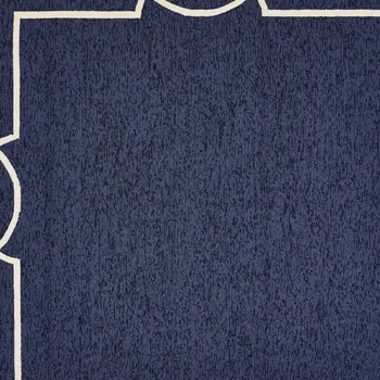 7' X 10' Navy and Ivory Geometric Hand Hooked Area Rug
