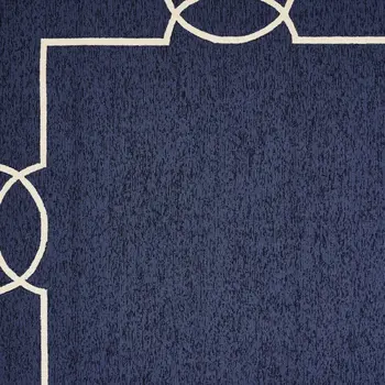 8' X 11' Navy and Ivory Geometric Hand Hooked Area Rug